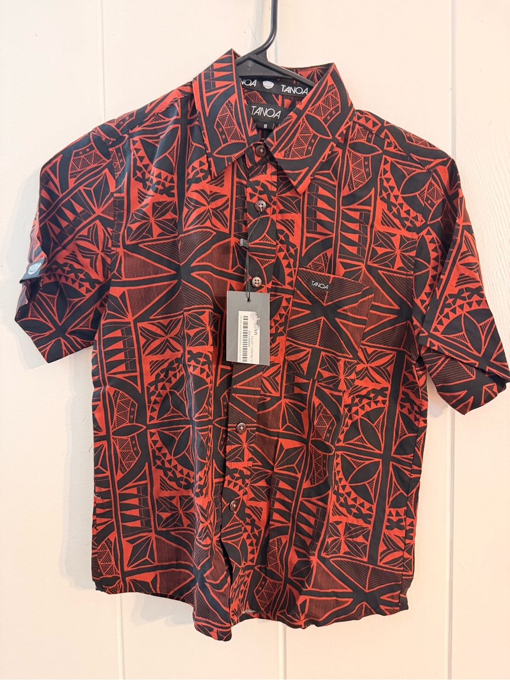 Tano Men's Red & Black Short-Sleeve Button-Up Shirt